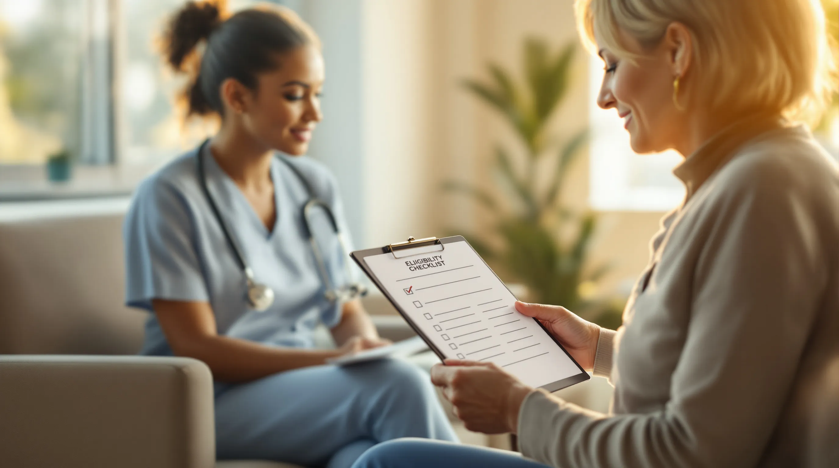 Patient reviewing Medicare GLP-1 Bridge Program eligibility criteria with a healthcare provider